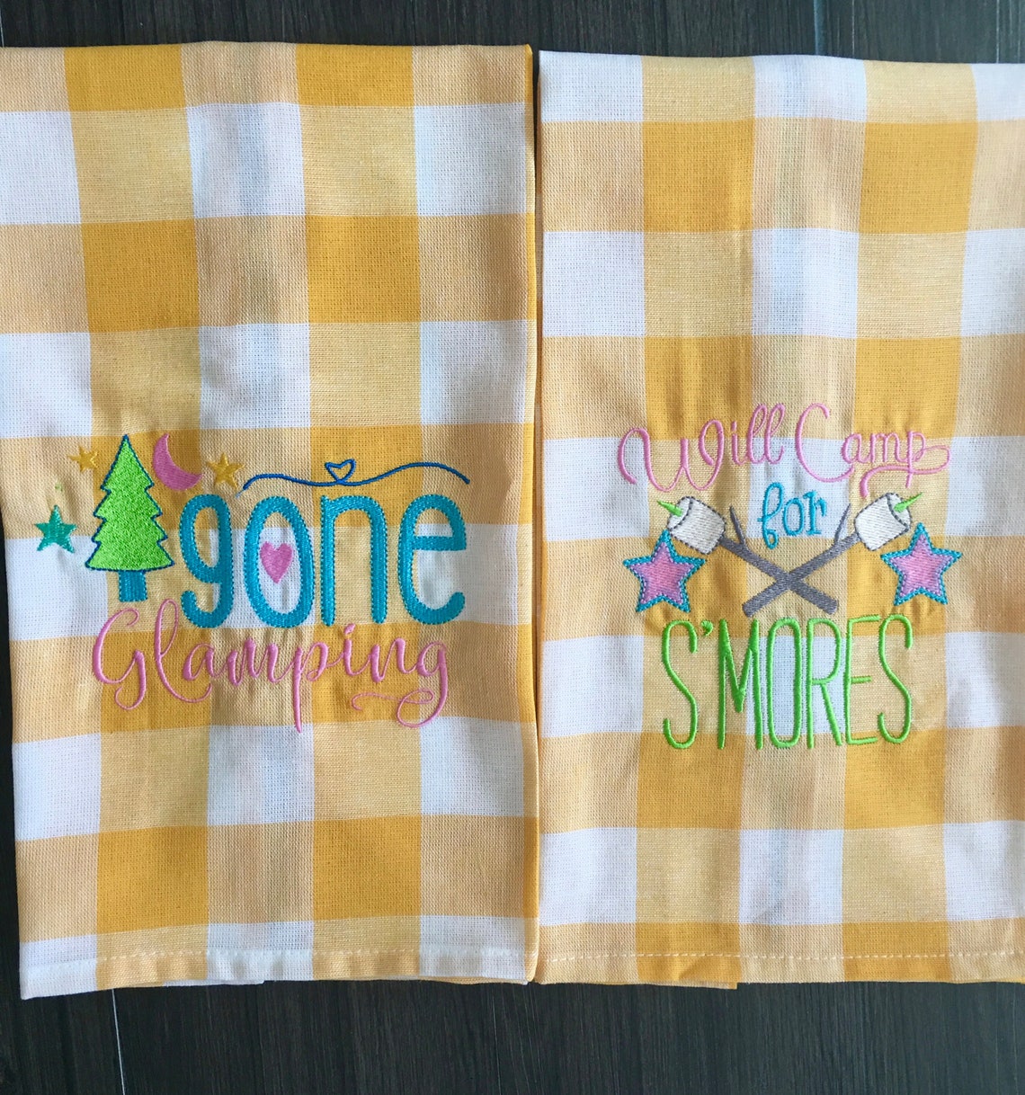 Glamping/wine Camping/ Dish Towels /girls Night Out/kitchen Etsy