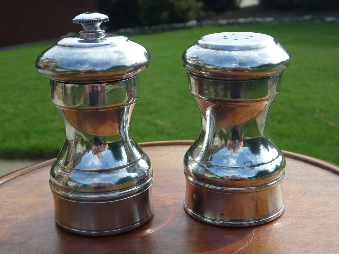 Peugeot pewter pepper mill and salt shaker Etsy