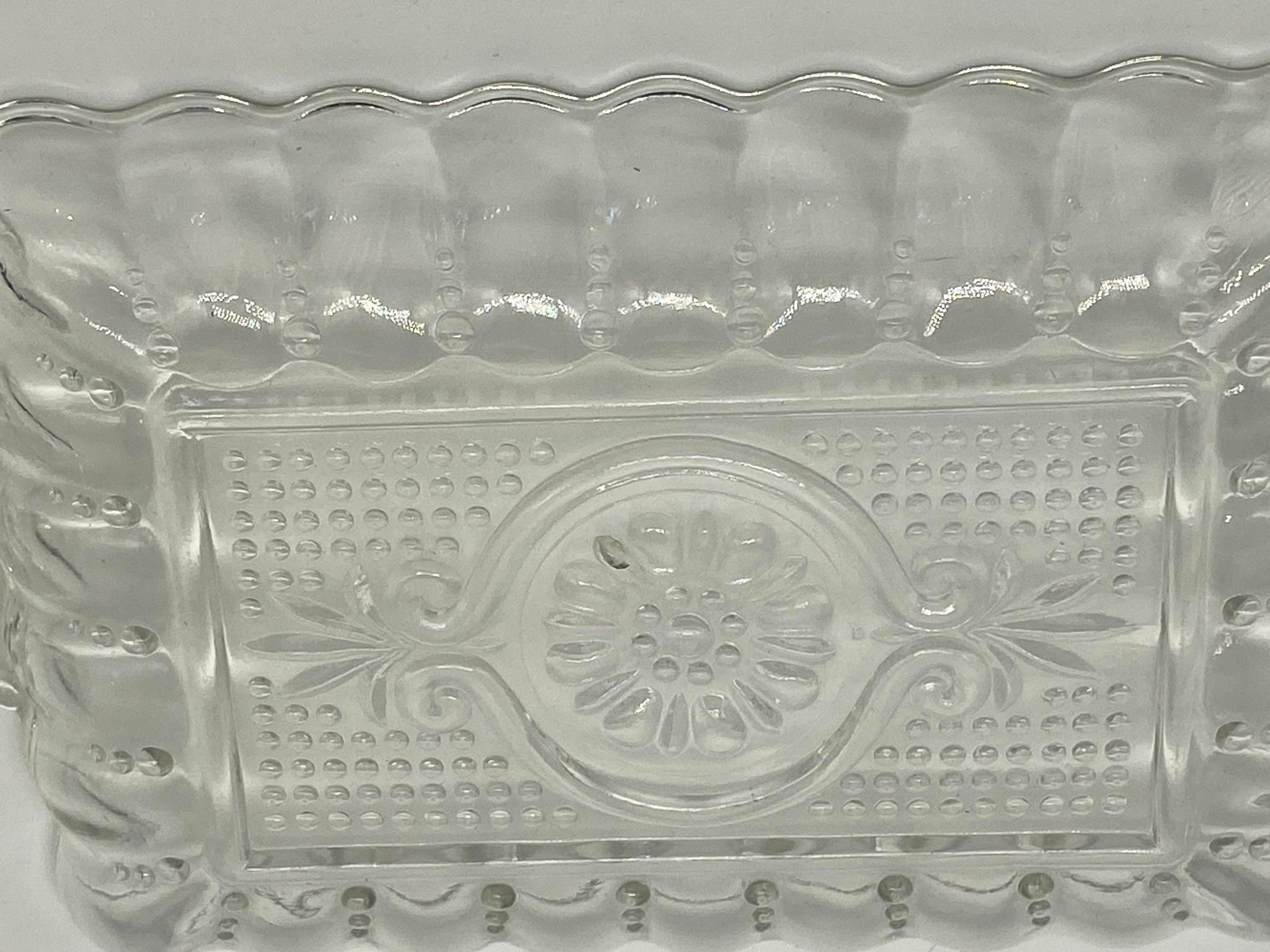 Set of 2 Anchor Hocking Glass Pattern E156 Clear Relish Dish With