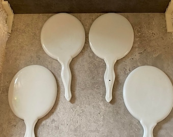 Set of 4 Vintage Paintable Porcelain Handheld Mirror Frames