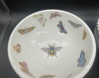 EUC Vintage Portmeirion Botanic Garden Butterflies Salad/Dessert/Fruit Bowl