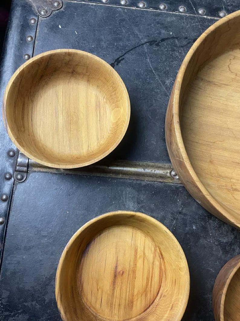 Rustic Small Bowl VTG Rustic Wood Serving Bowl With 5 Small Bowls - Etsy