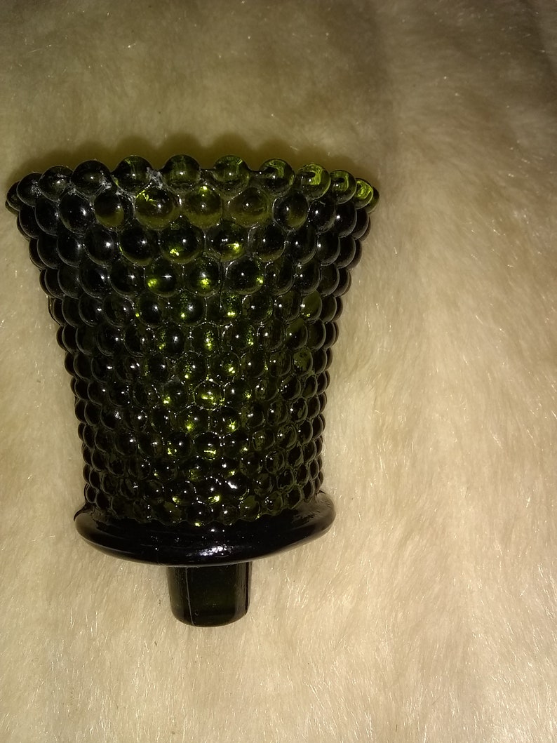 Home Interior Hobnail Pattern Green Glass Candle Holder