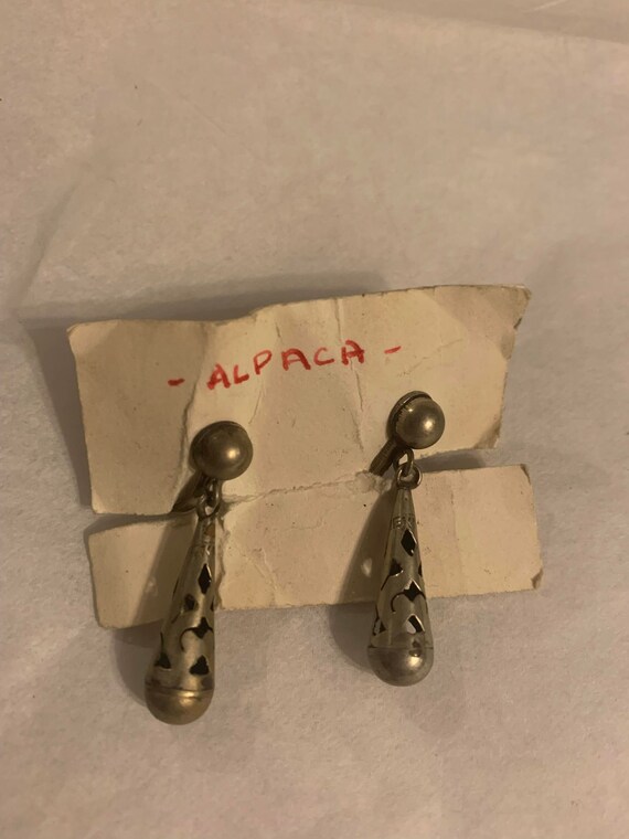 Vintage - Unsigned - ALPACA Silver - Drop Earring… - image 1