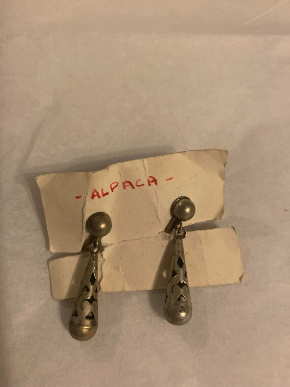 Vintage - Unsigned - ALPACA Silver - Drop Earring… - image 2