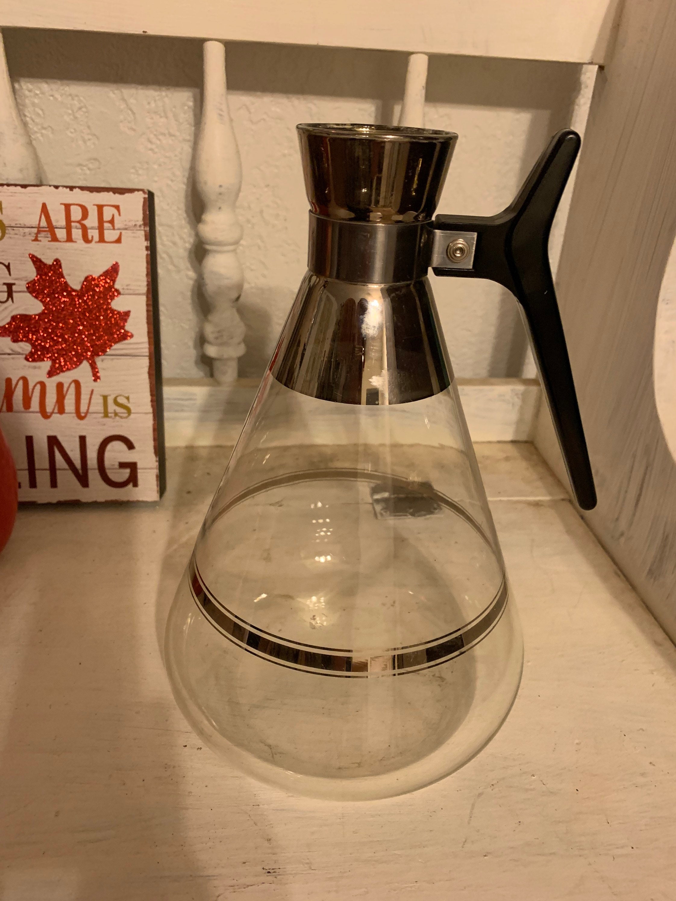 Vintage Large Glass Carafe/pitcher With Handle Etsy UK