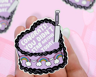 Stabby Sticker | Congrats Cake | Congratulations | Snarky Sticker | Sarcasm Sticker | Funny Sticker | Pastel Goth Sticker | Knife Sticker