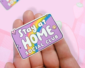 Introvert Club | Stay At Home | Funny Sticker | Stickers | Rainbow Sticker | Social Club Sticker | Members Only Sticker | Introvert Sticker