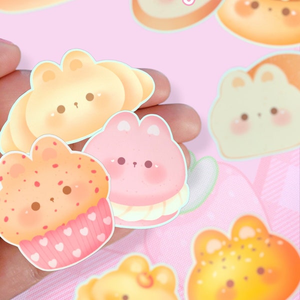 Bakery Bun Sticker Pack | Bakery Sticker | Bunny Sticker | Kawaii Sticker | Cute Sticker | Croissant | Muffin | Baguette | Bread | Baked