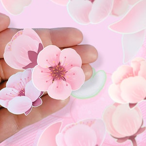 Cherry Blossom Sticker Pack: Pink Sakura Flower Stickers (14 Stickers) - Choose Your Material Type