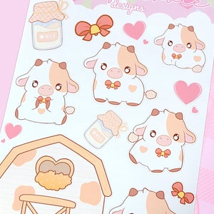 Kawaii Moo Sticker Sheet | Kawaii Cow | Cow Sticker | Farm Stickers | Planner Stickers | Cute Cows
