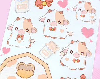 Kawaii Moo Sticker Sheet | Kawaii Cow | Cow Sticker | Farm Stickers | Planner Stickers | Cute Cows