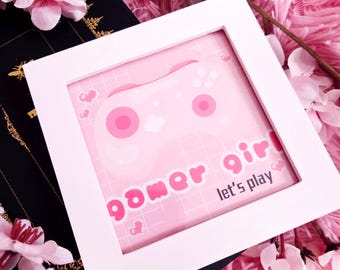 Gamer Girl Art Print: Pink Gaming Print (4x4)