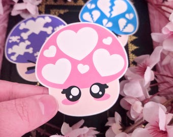 Kawaii Mush Sticker: Mushroom Game Sticker (3 Designs) - Choose Your Material Type
