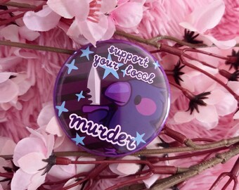 Support Your Local Murder Button: Purple Crow Pinback Button (2.25''/58mm)