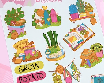 Potato Garden Sticker Sheet | Gardening | Planner Stickers | Plants | Grow | Stickers | Cute Stickers | Kawaii | Potatoes | Potato Recipe