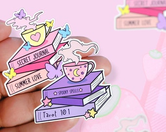 Book Vibes Sticker | Tarot Sticker | Book Sticker | Journal Sticker | Summer Romance Book | Tarot Book | Stack of Books | Reading | Reader