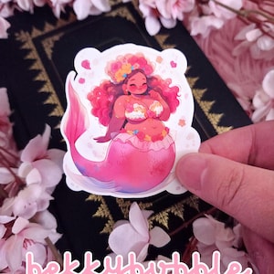 Coral Mermaid Sticker: Plus Size Girlie Sticker - Choose Your Material Type