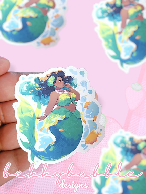Emerald Mermaid Sticker: Plus Size Girlie - Choose Your Material Type