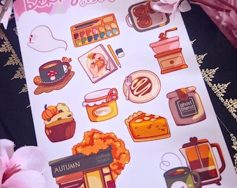 Coffee House Sticker Sheet: Cozy Fall Stickers (13 Stickers) - Choose Your Material Type