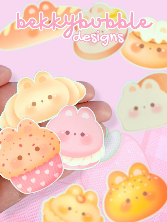 Bakery Bun Sticker Pack: Kawaii Bunny Stickers (9 Stickers) - Choose Your Material Type