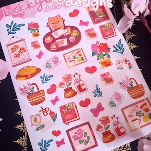 Cozy Bear Sticker Sheet: Kawaii Cosy Stickers (38 Stickers) - Choose Your Material Type