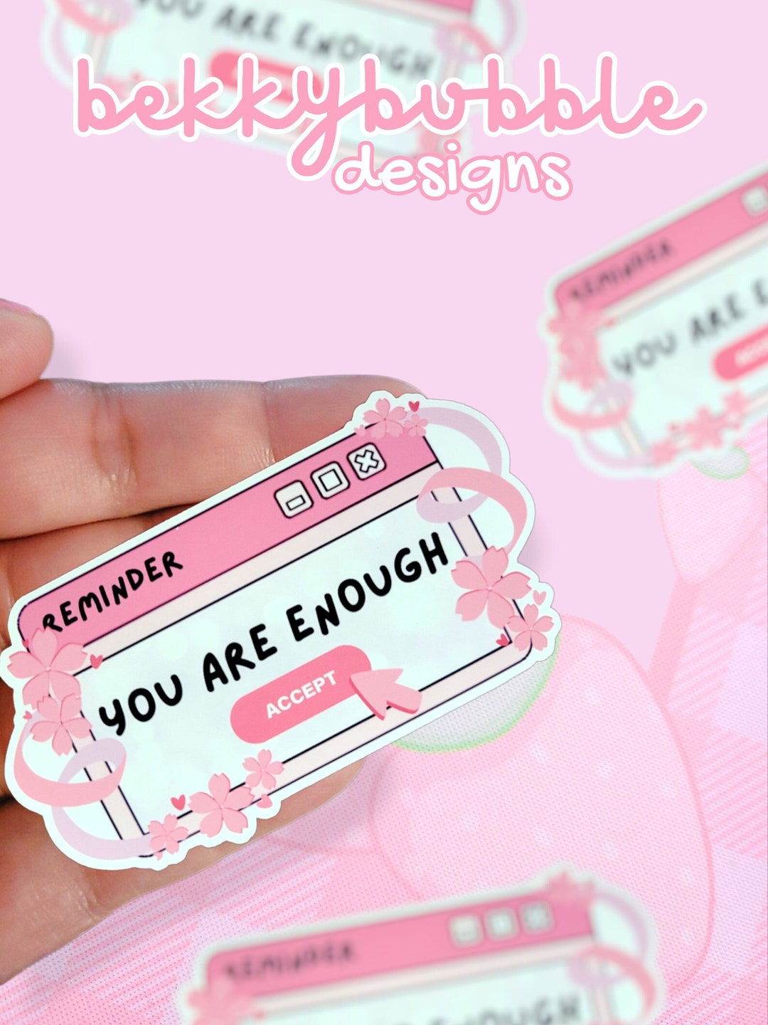 Reminder Popup Sticker: Pink Selfcare Sticker - Choose Your Material ...