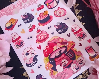 Spoopy Soup Sticker Sheet: Kawaii Ghost Stickers (31 Stickers) - Choose Your Material Type