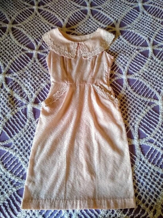 1950s pink summer dress with rhinestones