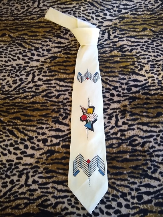 1950s Penney's Towncraft hand painted tie.