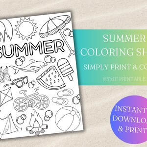 Summer Coloring Page | Printable Summer Activity | Summer Printable | Summer Activity Page | Kids Coloring Pages | Beach Coloring