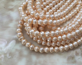 Cream Glass Pearl Beads - 6mm Baroque Pearls - Czech Glass Snail Beads - Qty 50