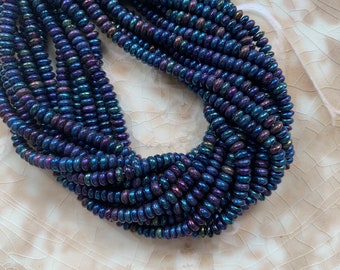 Tiny Czech Glass Rondelle Beads - Blue Iris - Small Smooth Rondelles - Spacer Beads - 2mm x 4mm - Qty 100