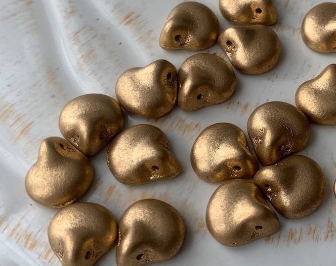 Small Seashell Beads - Matte Gold Shell Beads - Czech Glass Clam Beads ...