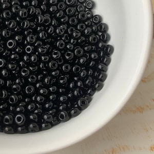 6/0 Black Seed Beads - Size 6 Opaque Black Seed Beads - High Quality Czech Glass - Bulk Quantity 50 Grams - Beads for Bracelets