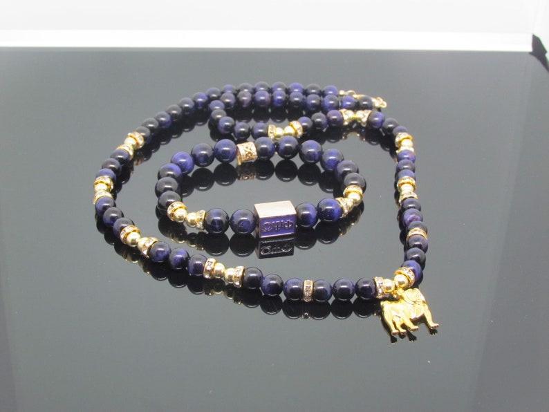 Purple and Gold Bulldog Necklace /& Bracelet Set
