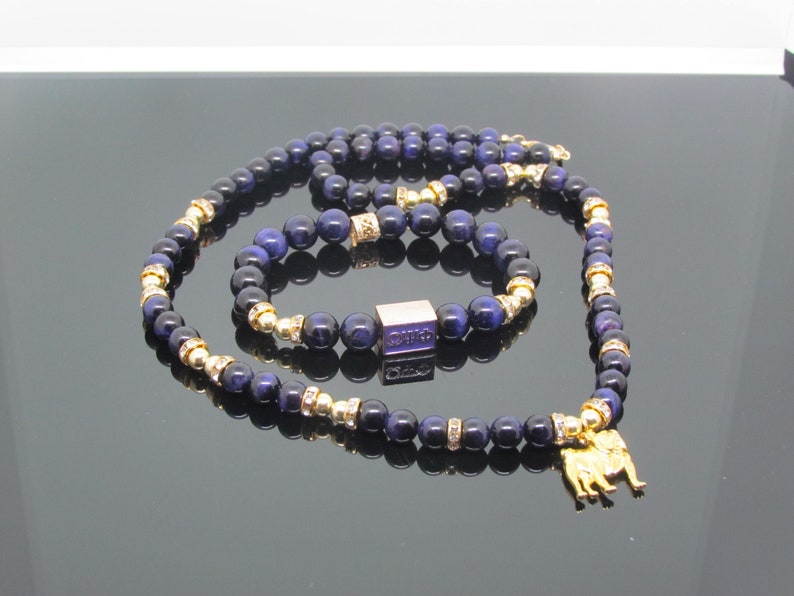 Purple and Gold Bulldog Necklace /& Bracelet Set