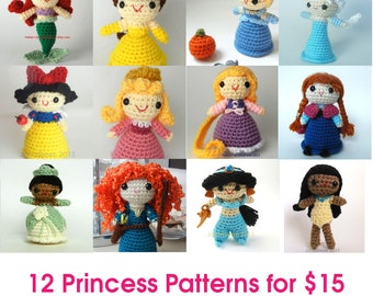 12 Princesses Amigurumi Doll Crochet Patterns, save 60%