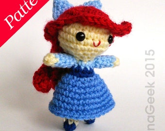 Little Mermaid in Blue Dress Doll Crochet Pattern
