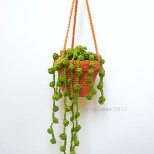 String of Pearls Succulent Plant in Hanging Pot Amigurumi CROCHET PATTERN