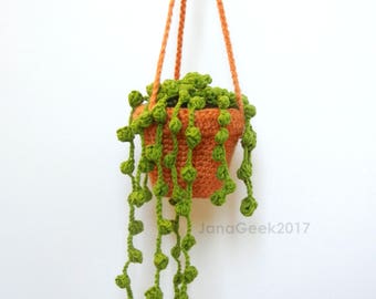 String of Pearls Succulent Plant in Hanging Pot Amigurumi CROCHET PATTERN