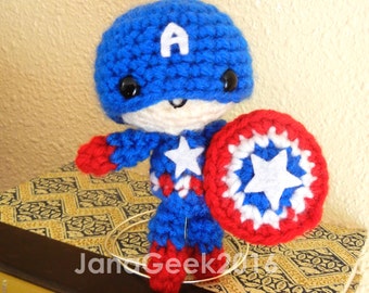 Patrón de muñeca de ganchillo Amigurumi inspirado en el Capitán América de los Vengadores
