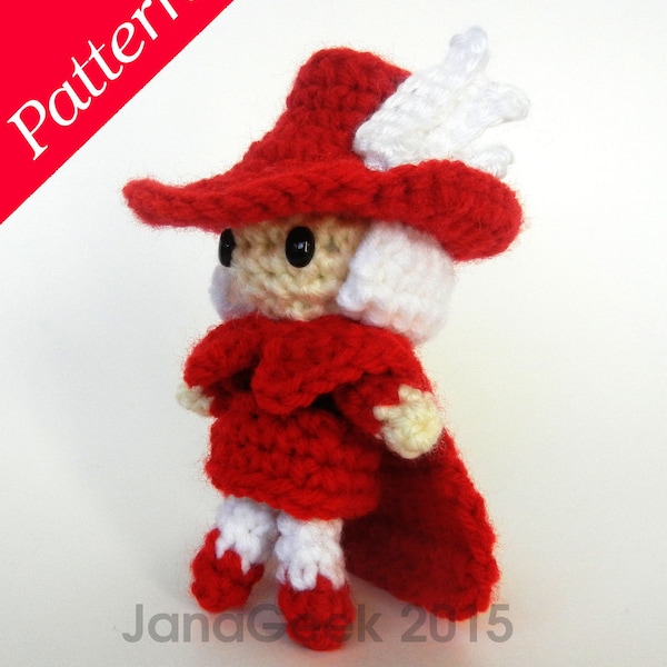 Final Fantasy-inspired Red Mage Amigurumi Doll Crochet Pattern