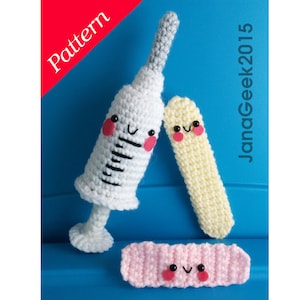 Happy Spritze, Zungenspatel und Bandage Amigurumi Häkelanleitung