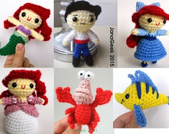 Little Mermaid, Prince, Crabby Friend and Fishy Friend Amigurumi Doll Crochet Patterns Discount Bundle