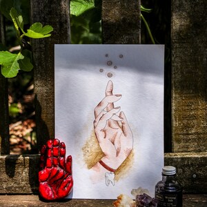 Mystic Hand - Perle e Denti - Acquerello Originale