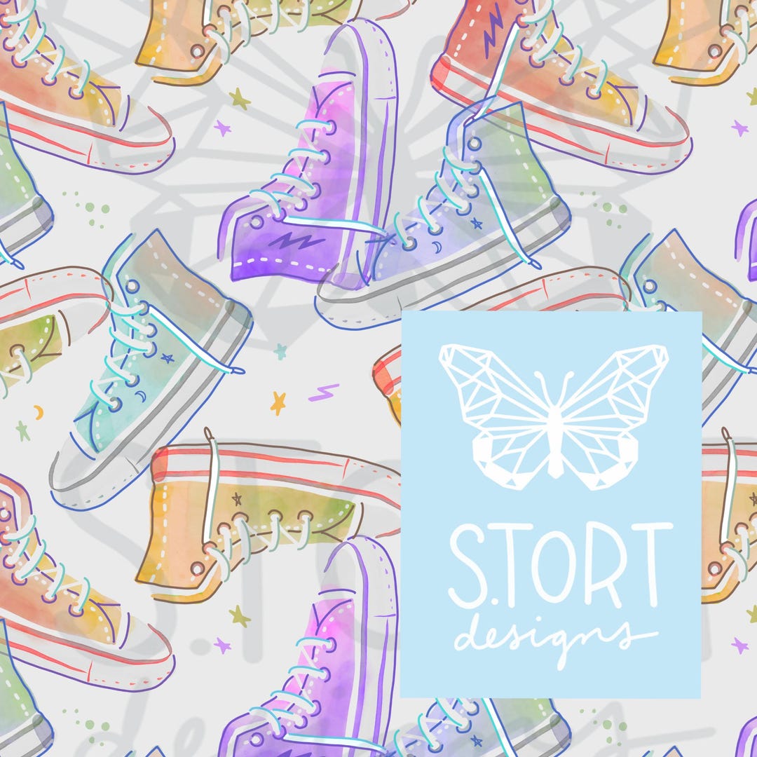Converse Style, High-top Sneaker Print / Watercolor Tennis Shoe ...