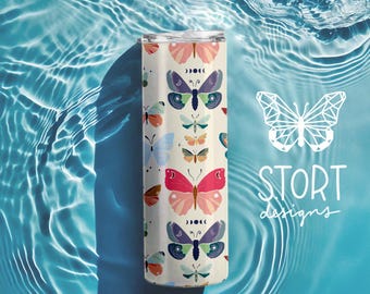 Boho Lunar Butterfly / Celestial Moth Insect, Seamless Butterfly Pattern, Repeat Pattern, Digital Download for 20 oz Tumbler, Commercial Use