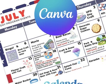 Editable Canva Weekly Calendar Planner Template | Printable Event Schedule | Club Calendar | Personal Use Only