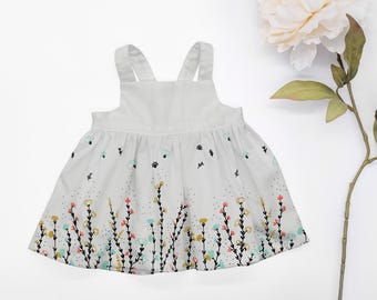 Whimsical Wildflower Border Print | Delicate Floral Fabric for Baby Clothes, Dresses, Spring Sewing, Instant download | Commercial Use